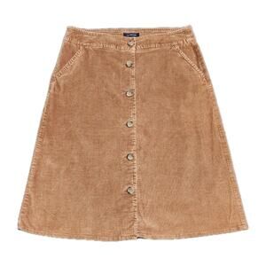 LANDS' END Skirt Women Size 8 Brown Tan Corduroy Button-Front Career Academia